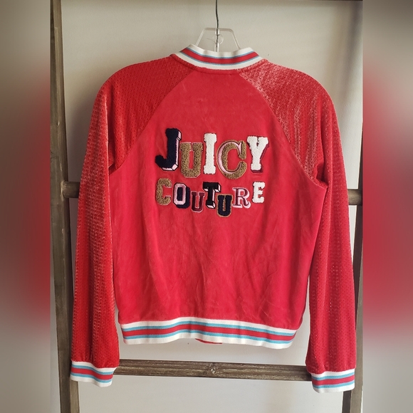 Juicy Couture Velour Track Jacket Black Label Size XS Red Y2K - Picture 8 of 9